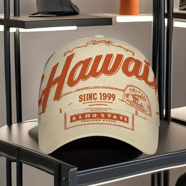 1 pieza de gorra de béisbol clásica con estampado de 'Hawaii Aloha 1959' - Gorra ajustable con cierre de clic, elegante y cómoda gorra de poliéster para usar todo el día, ideal para comprar y viajar, gorro casual | Gorra ajustable | Equipo de cabeza du...