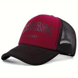 Gorra de malla transpirable con impresión de Chicago Est. 1837 - Gorra de béisbol liviana de punto para todas las estaciones, protección solar unisex para hip-hop, prohibido lavar a máquina