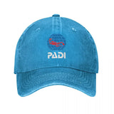 Gorra de Béisbol Lavada y Desgastada PADI - Gorra Snapback Ajustable para Hombres y Mujeres, Gorra Deportiva de Algodón Negra con Logo de Buceo, Ligera y Transpirable para Actividades al Aire Libre, Uso Casual | Ropa para Snorkel | Accesorio para la Cabez