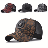 1 gorra de béisbol para hombre con diseño de calavera y alas, parte trasera de malla transpirable, cierre ajustable, patrones en negro y rojo, ideal para viajes al aire libre y béisbol