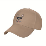 1pc Gorra de Béisbol de Poliéster con Diseño de Cara de West Highland White Terrier, Visera Ajustable y Transpirable para Hombre y Mujer, Sombrero Ligero Y2K de Moda para Parejas, Visor Solar con Ala Curva