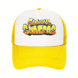 Sombrero de camionero para Subways Surfers unisex - Espalda de malla ajustable, diseño de dibujos animados vibrante, amarillo y blanco, perfecto para el verano, la pesca y las actividades al aire libre, calzado ajustable | Gorra gráfica vibrante | Sombrer