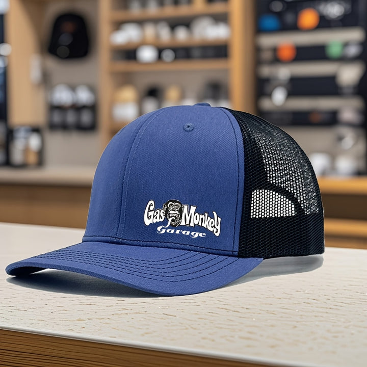 Gorra de béisbol unisex con estampado de gorila de dibujos animados de MAKEFGE - Espalda de malla transpirable ajustable, diseño de contraste negro y blanco, gorra deportiva de verano para hombres y mujeres, poliéster duradero, ropa casual para fiestas, g