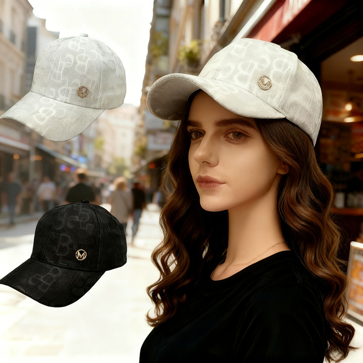 1 Gorra de béisbol para hombre para todas las estaciones con bordado floral de letras y logo en tono dorado - Parte trasera de malla transpirable, diseño estructurado de seis paneles, amantes de la moda, sombreros elegantes, construcción duradera, esti...