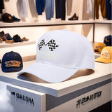 1pc Gorra de Béisbol Racing Trucker - Diseño con Bandera a Cuadros, Ligera y Transpirable para Deportes Motorizados, Ropa Casual Unisex para Hombres y Mujeres, Ajuste Cómodo, Ideal para Estilo Activo y Aficionados al Deporte