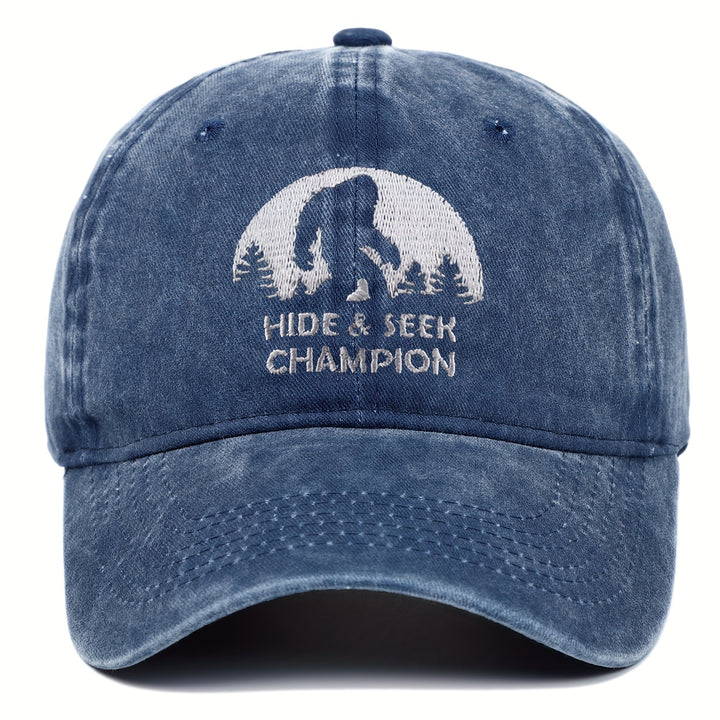 Gorra de béisbol curvada estilo hippie, bordada con el campeón de las escondidas, gorra de camionero de algodón desgastado, gorra snapback para deportes casuales al aire libre