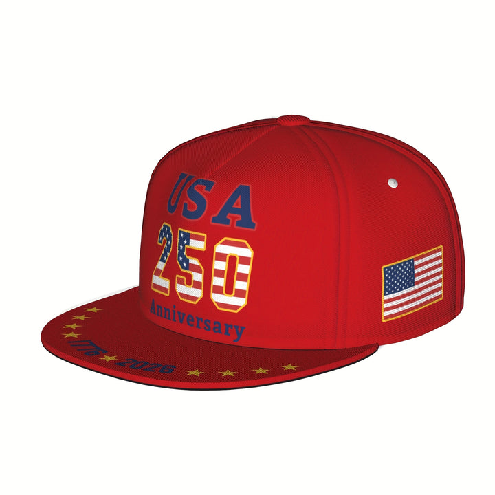 Gorra Snapback de Hombres y Mujeres - 250º Aniversario de EE. UU. 1776-2026 - Bandera Americana Ajustable con 50 Estrellas y 13 Rayas, Gorra Ligera y Transpirable de Visera Plana para el 4 de Julio, Día de la Independencia, Actividades al Aire Libre - Reg