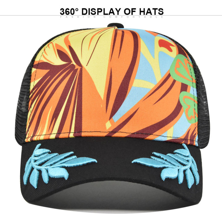 Gorra de béisbol para hombre con malla de espiga de trigo bordada en 3D y cierre ajustable Snapback - Sombrero de sol ligero y transpirable para verano, ala curva y diseño de hoja/flor para deportes al aire libre, uso casual, todas las estaciones (Verde/N