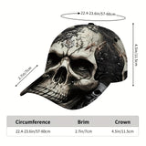 1 gorra de béisbol estilo retro con diseño de calavera gris, unisex, deportiva, 100% poliéster, ligera, ideal para actividades al aire libre, correr y protección solar