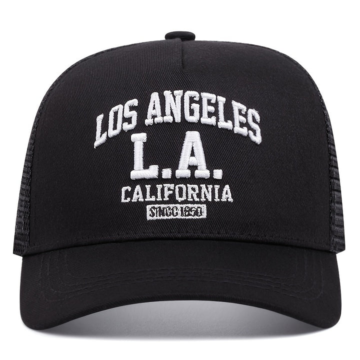 1 gorra de béisbol unisex bordada Los Angeles L.A. California, gorra deportiva de poliéster con recubrimiento de PVC, tela sin estirar, que aumenta el calor, plástico ABS, lavado a mano o en seco, para eventos de fútbol, Navidad - estilo moderno de cam...