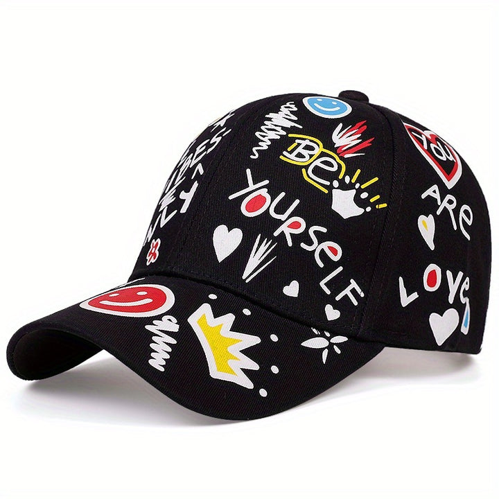 Gorra de béisbol con estampado graffiti, estilo hip hop, sombrero casual unisex para sol, deportes y protección UV, para hombres y mujeres