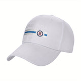 1pc Gorra de Béisbol del Club Atlético The Blue Cross - Ajustable, Gorra de Sol de Poliéster Transpirable con Visera Curva para Hombres y Mujeres, Visera Casual Y2K Ligera, Negra con Rayas Azules y Blancas, Diseño de Logo, Gorra de Sol Casual | Visera | T