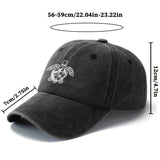 Gorra de béisbol de impresión de moda Tortuga, estilo clásico retro lavado con visera curva, accesorio casual de vacaciones al aire libre, gorra de conductor de camión
