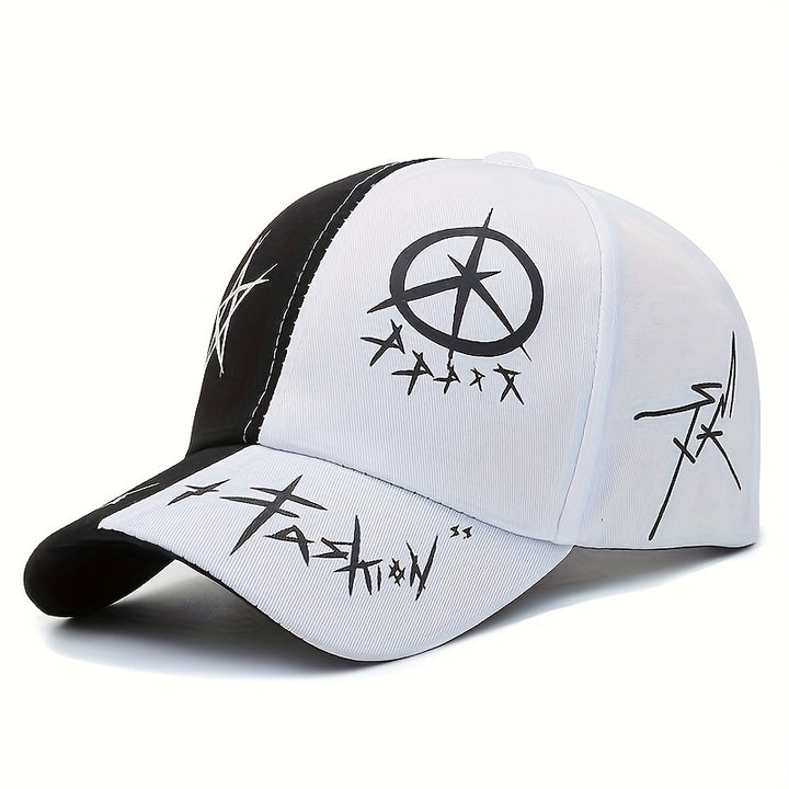 Gorra de béisbol estilo coreano con letras y símbolos, de poliéster transpirable, ajustable con broche, sombrero urbano para todas las temporadas