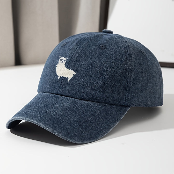 Gorra de Béisbol con Bordado de Oveja Unisex, Visera Curva Ajustable y de Alta Calidad para Pesca Casual