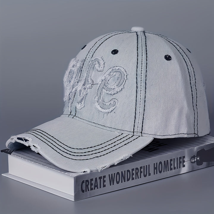 1pc American Retro Lavado y Desgastado Gorra de Béisbol, Hombres y Mujeres Vaquera Suave Gorra Casual, Versátil Gran Circunferencia de la Cabeza Pico de Pato Gorra, de Moda