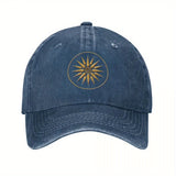Gorra de Béisbol Dorada con Símbolo de Macedonia - Gorra Ajustable Snapback, Diseño de Seis Paneles en Denim Transpirable para Hombres y Mujeres, Estilo Casual Urbano (Lavable a Máquina) - Uso Formal y Diario, Sombrero Versátil, Emblema Impreso, Cómoda y