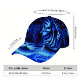 1 Gorra de béisbol con estampado de cara de tigre azul brillante - Snapback ajustable, ajuste ligero y cómodo, diseño unisex para hombres y mujeres, para usar en todas las estaciones, ideal para viajes y ropa casual, perfecta para Navidad