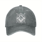 Gorra de Béisbol Masónica Ajustable de Algodón Ligero con Emblema de Brújula y Triángulo, Visera Curva para Hombres y Mujeres, Casual Unisex al Aire Libre, Diseño Único del Logo, Tela Transpirable