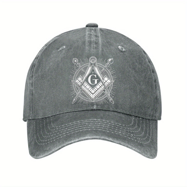 Gorra de Béisbol Masónica Ajustable de Algodón Ligero con Emblema de Brújula y Triángulo, Visera Curva para Hombres y Mujeres, Casual Unisex al Aire Libre, Diseño Único del Logo, Tela Transpirable