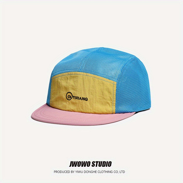 Gorra de Béisbol con Visera Plana y Contraste al Estilo Japonés para Hombres e Mujeres, Gorro Transpirable a la Moda Veraniega