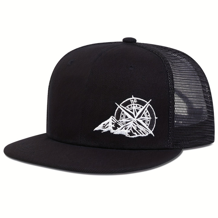Gorra De Béisbol De Bordado De Brújula Gorra De Camionero De Malla De Moda Y Estilo Hip Hop Gorra Ajustable Y Ligera Con Broche Para Mujeres Y Hombres