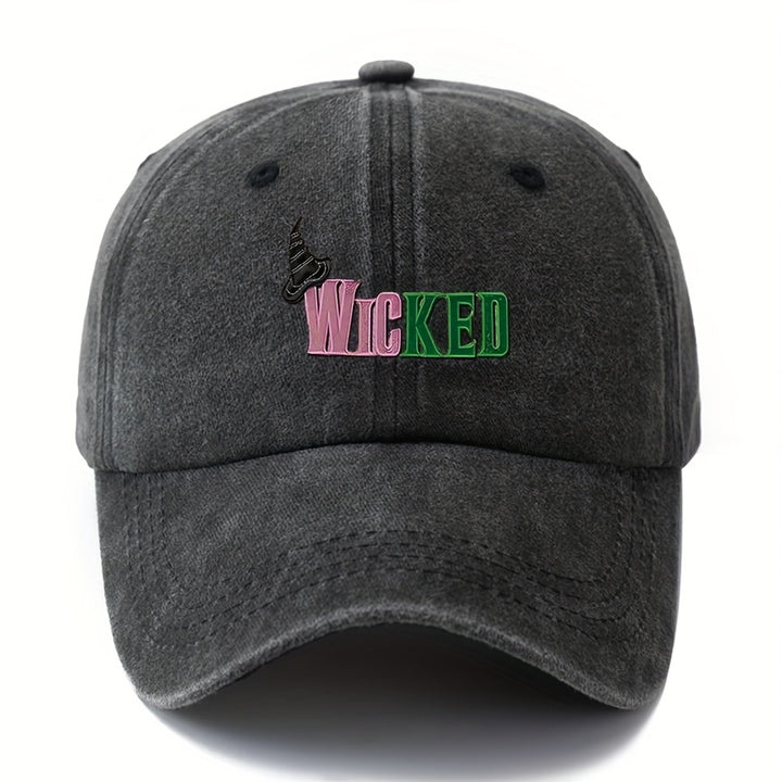 Gorra de Béisbol Unisex Estilosa y Versátil con Letras Impresas WICKED, Visera Curva Clásica Retro Lavada Ligera para Vacaciones al Aire Libre, Camping y Ocasiones Casuales, Accesorio de Viaje, Textura Resistente y Duradera