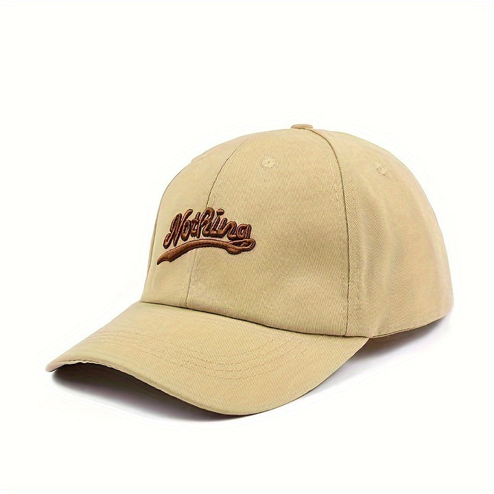Gorra de béisbol de poliéster unisex con bordado de alfabeto, estilo casual, ligeramente elástica, liviana, lavable en máquina - 1pc