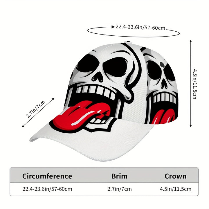 1 gorra de béisbol con estampado SkullLick - Gorra ajustable y ligera de poliéster con labios rojos audaces y diseño de ojos negros, ideal para ropa casual, citas y regalos de Halloween/Día de Acción de Gracias/Navidad, gorra de calavera