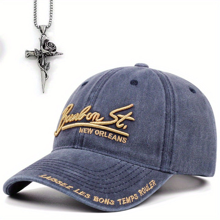 2 piezas Gorra de Béisbol para Hombre con Accesorios y Collar Bordado Hermoso para Fiesta de Navidad Otoño/Invierno al Aire Libre