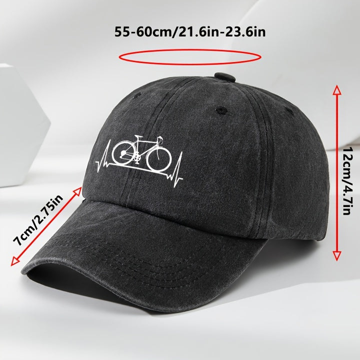 Gorra de Béisbol Clásica Lavada para Hombre MAKEFGE con Estampado de Bicicleta - Poliéster Suave y Transpirable para Deportes al Aire Libre y Uso Casual