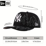 Gorra de béisbol New Era negra con visera curva y bordado NY - Snapback ajustable, poliéster ligero, diseño deportivo para hombres y mujeres, sombrero unisex para parejas, gorra de béisbol