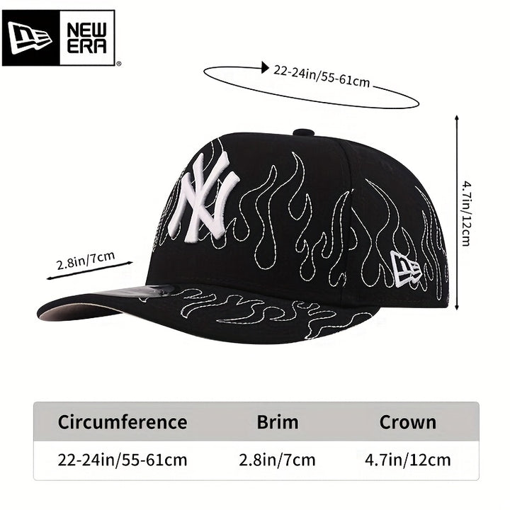 Gorra de béisbol New Era negra con visera curva y bordado NY - Snapback ajustable, poliéster ligero, diseño deportivo para hombres y mujeres, sombrero unisex para parejas, gorra de béisbol