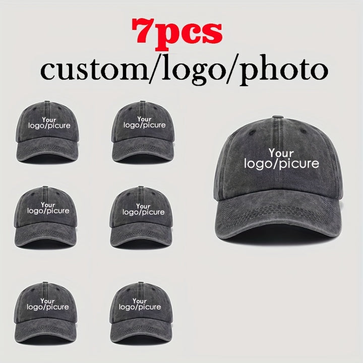 7 Paquetes de Gorras de Béisbol Personalizadas - Pedido al por Mayor con Logo/Texto/Imagen Personalizado, Gorras Ajustables Snapback para Hombres y Mujeres, Gorras Ligeras para Todas las Estaciones con Tu Logo (Costo de Impresión del Logo Varia) - Ideales