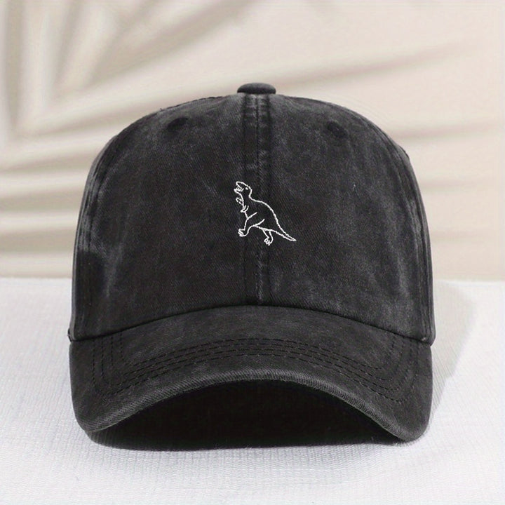 1 Gorra De Béisbol Con Bordado De Dinosaurio Retro Lavado Para Niños, Sombrilla Con Protección Solar, Sombrero De Lengua De Pato Que Combina Con Todo A La Moda