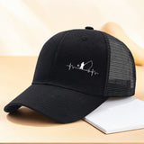 1 Gorra de béisbol de malla con estampado deportivo para hombres, entusiastas de la pesca, alta calidad, exterior, secado rápido, borde curvo, gorra ajustable transpirable unisex
