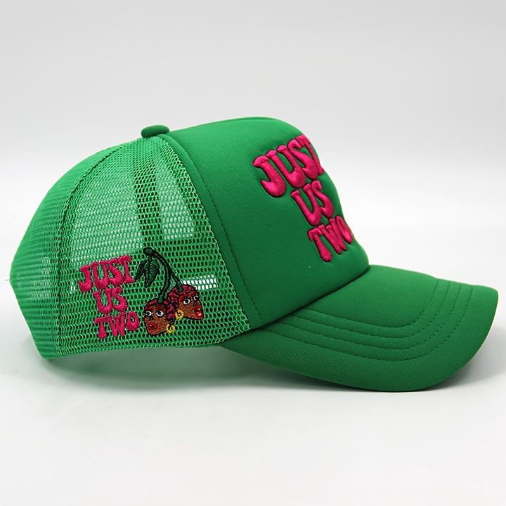 Sombrero tipo camionero casual para hombre con diseño 'Just Us Two' - Ligero poliéster, malla trasera no elástica, ajuste ajustable para ropa casual, fútbol y celebraciones de vacaciones.