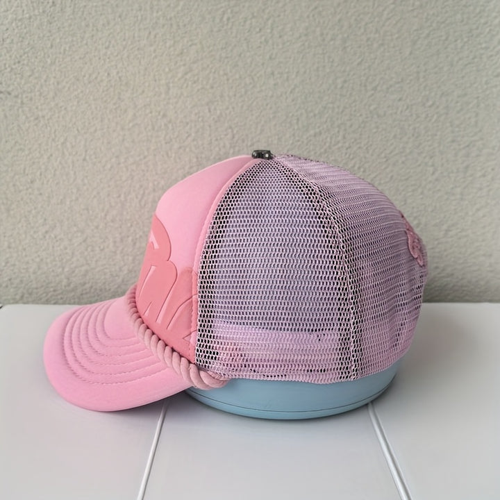 Gorra de béisbol ligera y ajustable con grafiti dibujado a mano y tema de películas - Espalda de malla transpirable, cierre de snapback, gorra de papá de ropa de calle hip hop para adolescentes, atuendos casuales, accesorio de moda, bordado de moda, eq...