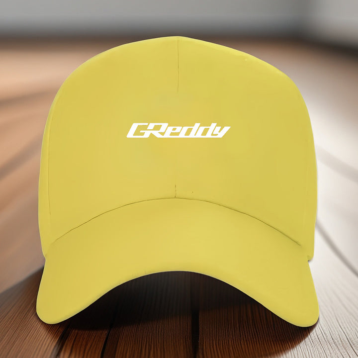 Gorra Trucker con Logo Greddy para Hombres y Mujeres - Snapback Ajustable, Visera Curva, Parte Trasera de Malla Transpirable, Gorra Unisex Casual Deportiva al aire libre con Letras Blancas del Marca, Opciones en & Gris, Cómoda Para Conducir, Atuendo casua