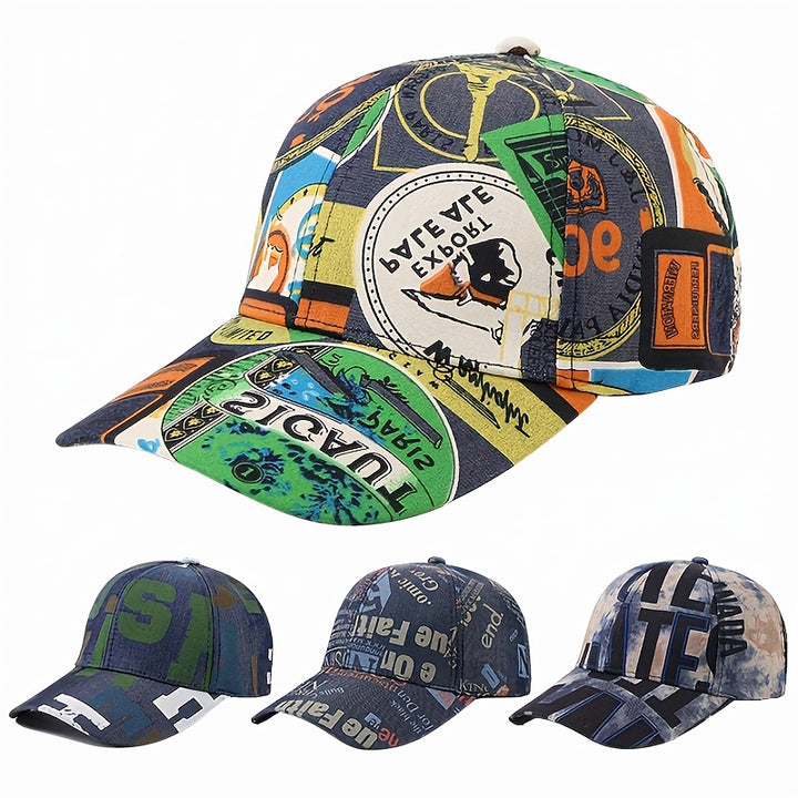 Gorra de Béisbol Unisex Ajustable y Plegable con Estampado de Paisaje Urbano y Graffiti - Sombrero Plegable para Todas las Estaciones para Hombres y Mujeres, Estilo Casual para Viajes al Aire Libre, Estilo Icónico (Lavable a Mano)