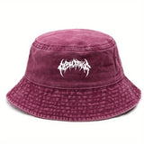 Sombrero de cubo con estampado de mano de calavera - Sombrero de pesca lavado a mano para niños y niñas, diseño duradero de estilo callejero, lavable a mano, perfecto para actividades al aire libre, acampadas y viajes, sombrero de acampada