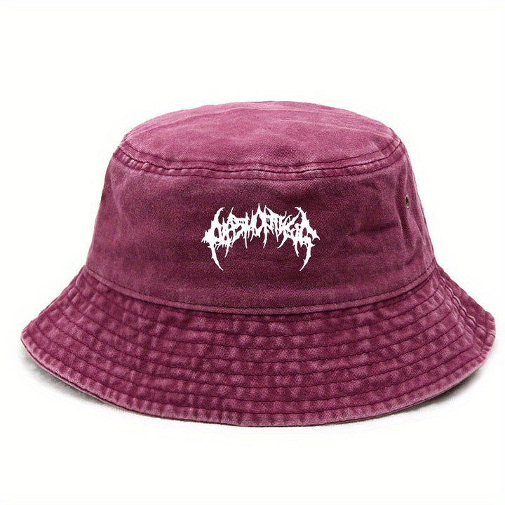 Sombrero de cubo con estampado de mano de calavera - Sombrero de pesca lavado a mano para niños y niñas, diseño duradero de estilo callejero, lavable a mano, perfecto para actividades al aire libre, acampadas y viajes, sombrero de acampada