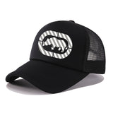 Gorra de béisbol unisex con estampado de rinoceronte RESTZONE, estilo casual, 100% poliéster con malla, ideal para protección solar al aire libre, deportes y pesca