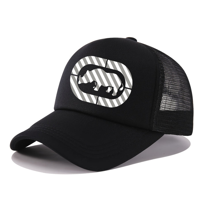 Gorra de béisbol unisex con estampado de rinoceronte RESTZONE, estilo casual, 100% poliéster con malla, ideal para protección solar al aire libre, deportes y pesca