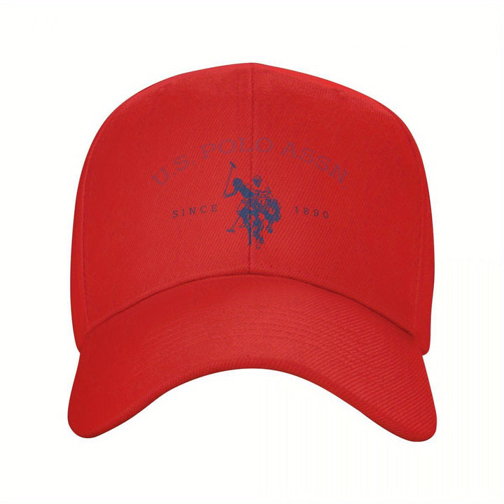 Gorra de béisbol ajustable U.S. Polo Assn. Since 1890, con protección solar, estilo deportivo clásico, 1 unidad en poliéster blanco con estampado rojo y azul, ideal para actividades al aire libre, regalo perfecto para hombres y mujeres