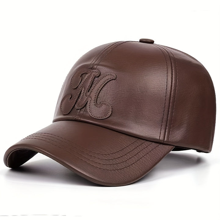 1 gorra de béisbol unisex estilo británico en piel PU, ajustable y transpirable para otoño e invierno