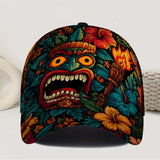 1pc Gorra Ajustable Snapback de Poliéster con Estampado Tropical Tiki 2D - Diseño de Cuerpo Completo, Estampado Vibrante, Ideal para Deportes, Running y Moda Urbana