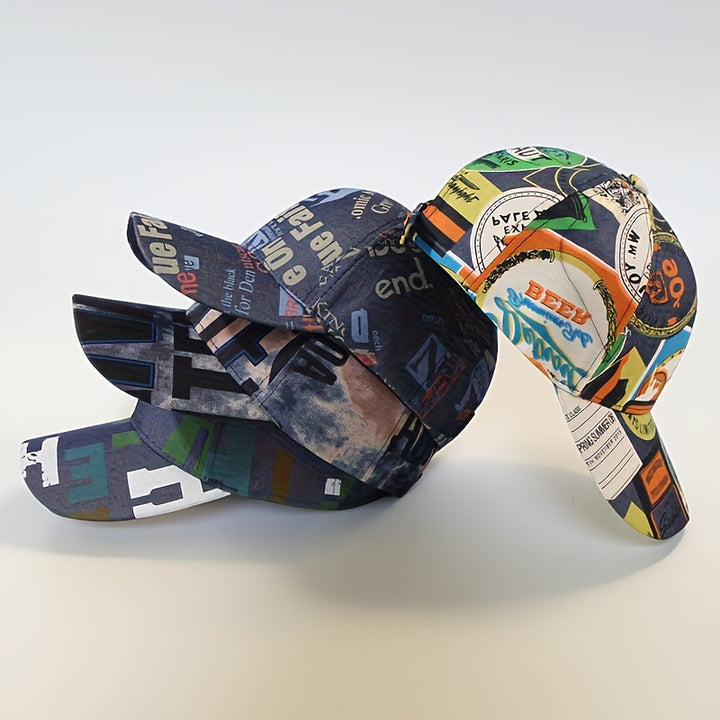 Gorra de Béisbol Unisex Ajustable y Plegable con Estampado de Paisaje Urbano y Graffiti - Sombrero Plegable para Todas las Estaciones para Hombres y Mujeres, Estilo Casual para Viajes al Aire Libre, Estilo Icónico (Lavable a Mano)