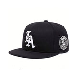 Gorra de béisbol unisex Twostyles - Diseño bordado 'LA' transpirable, Snapback ajustable, Estilo retro negro, Adecuada para deportes al aire libre y uso casual, Sombrero para el sol, Ajustable, Sombrero para exteriores, Look deportivo, Construcción durade