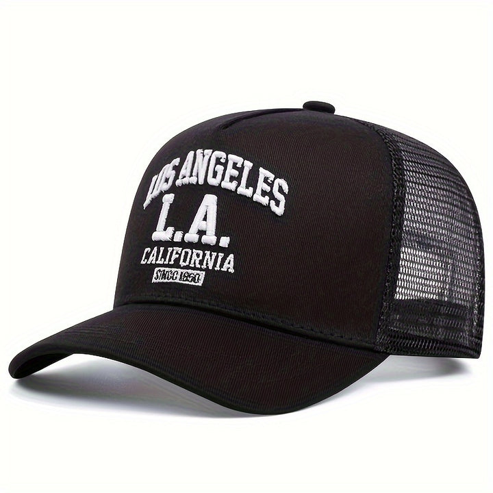 1 gorra de béisbol unisex bordada Los Angeles L.A. California, gorra deportiva de poliéster con recubrimiento de PVC, tela sin estirar, que aumenta el calor, plástico ABS, lavado a mano o en seco, para eventos de fútbol, Navidad - estilo moderno de cam...